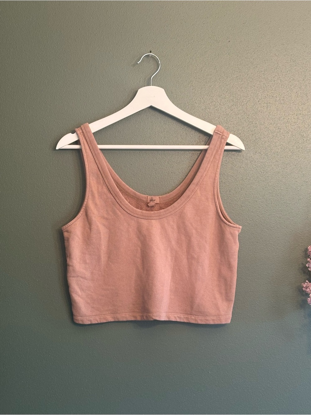 aerie Scoop Neck Rib Trim Crop Tank - Mauve Pink